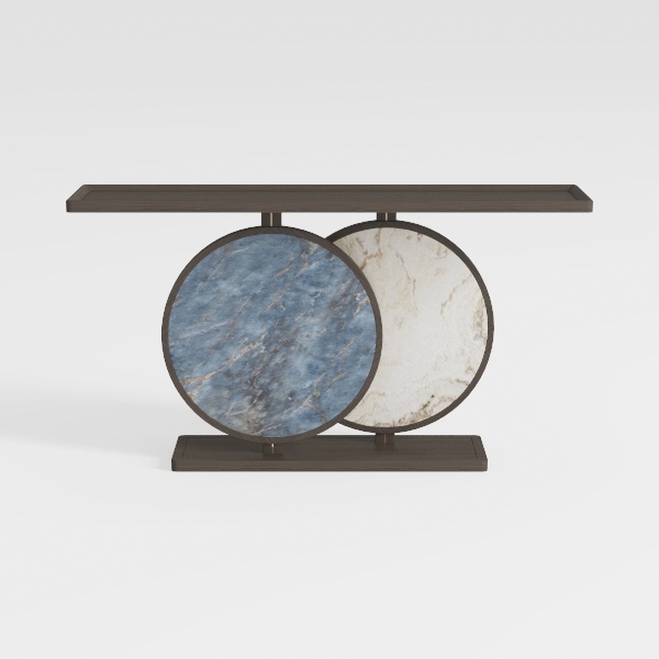 Turrella 55 in. Black Rectangle Faux Marble Consol