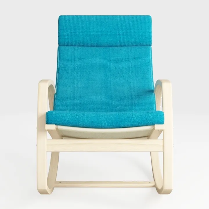 Natural Wood Outdoor Rocking Chair with Light Gree