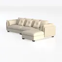 Minimalist Linen Fabric L Shape Sectional Sofa 3D Model Left 45 Degree View