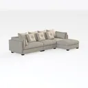 Minimalist Linen Fabric L Shape Sectional Sofa 3D Model Right 45 Degree View