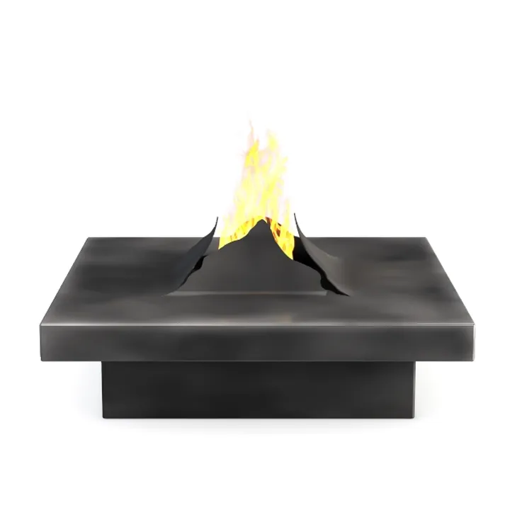 Modern Black Metal Square Outdoor Fire Pit Table 3D Model