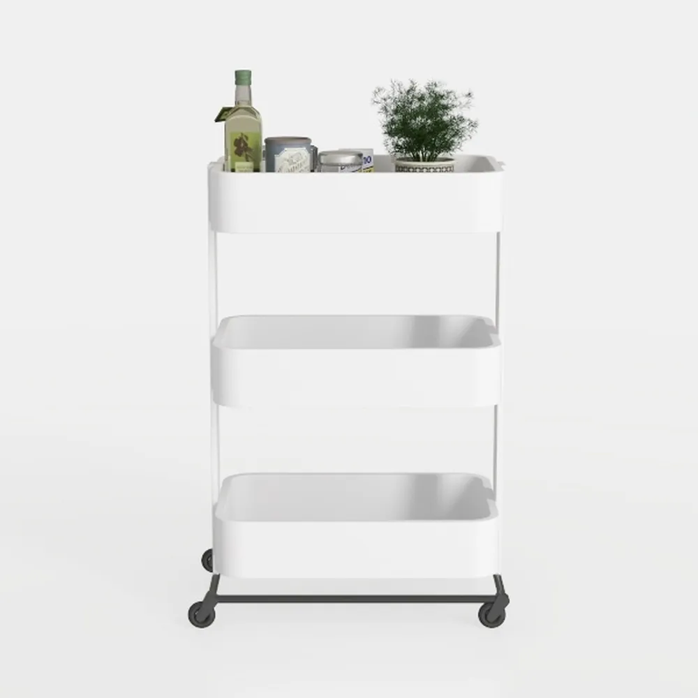 TOOLF Metal Rolling Storage Cart, 3-Tier Utility