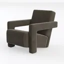 Minimalist Dark Brown Leather Armchair 3D Model Left 45 Degree View