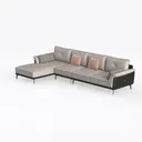 Modern Light Gray Leather L Shape Sectional Sofa 3D Model Left 45 Degree View