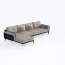 Modern Light Gray Leather L Shape Sectional Sofa 3D Model Right 45 Degree View