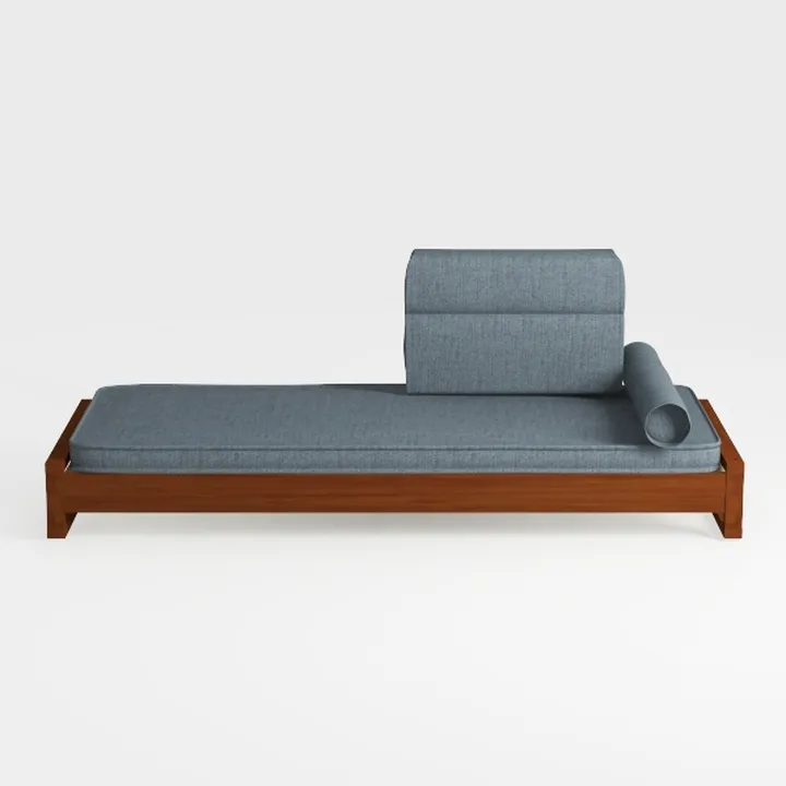 Bertille Grey Fabric and Oak Brown Wood Left-Arm C