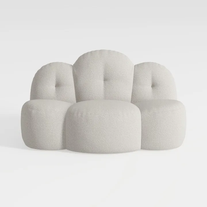 Minimalist Boucle Fabric Loveseat Sofa 3D Model