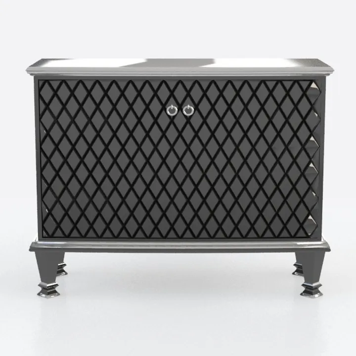 Modern Black Lacquer Diamond Pattern Cabinet 3D Model