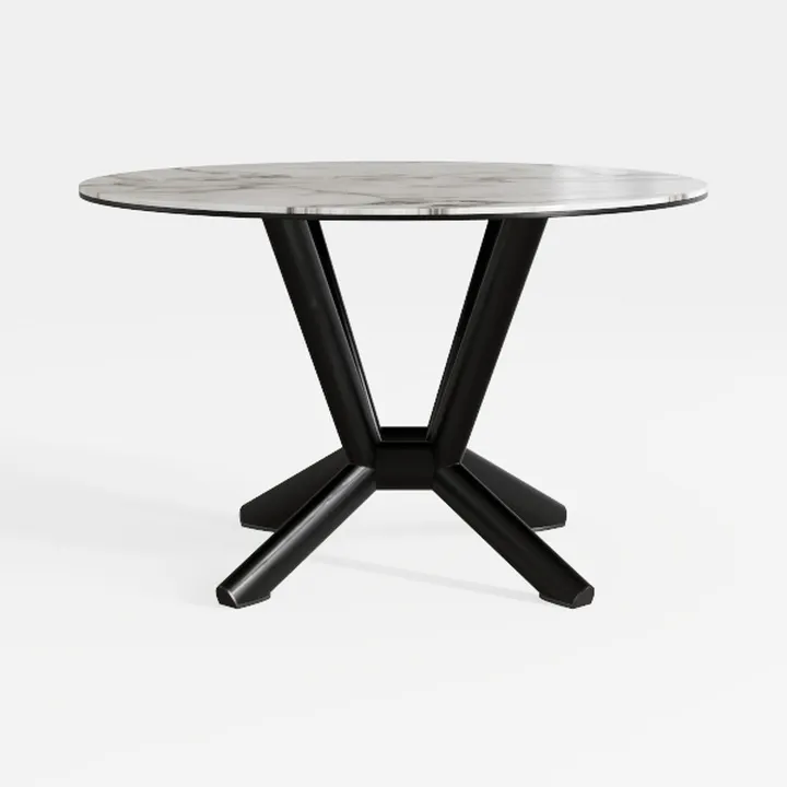 Modern Marble Top Black Metal Round Dining Table 3D Model