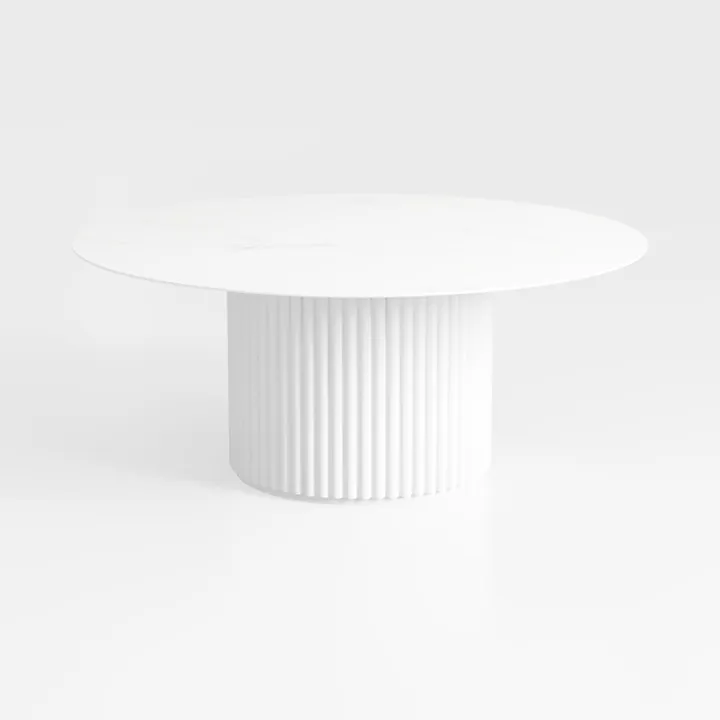 Round Drum Coffee Table Dark Brown Wood