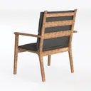 Mid Century Modern Solid Wood Black Leather Armchair 3D Model Left 45 Degree View