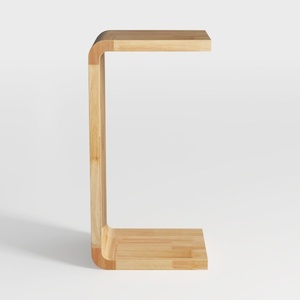Solid Wood End Table for Couch, C Shaped Mini Sofa