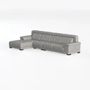 Modern Gray Fabric Tufted L Shape Sectional Sofa 3D Model Left 45 Degree View