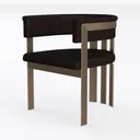 Modern Black Fabric Gold Metal Dining Armchair 3D Model Left 45 Degree View