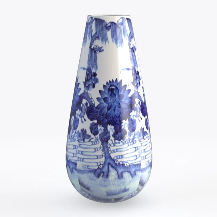 Denique Vintage Blue and White Porcelain Vase
