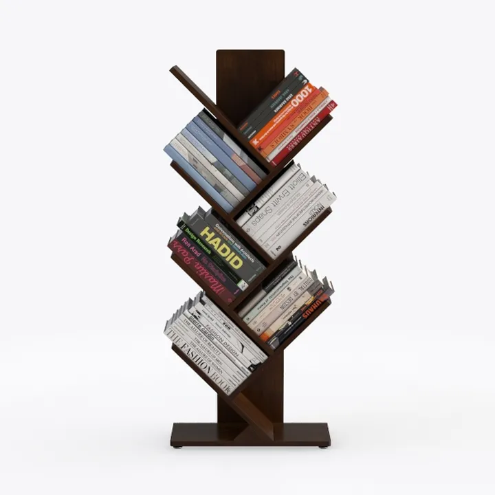 Minimalist Walnut Solid Wood Tree Bookshelf Storage 3D Model