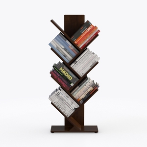 Minimalist Walnut Solid Wood Tree Bookshelf Storage 3D Model