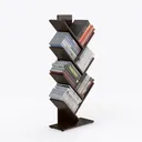 Minimalist Walnut Solid Wood Tree Bookshelf Storage 3D Model Right 45 Degree View