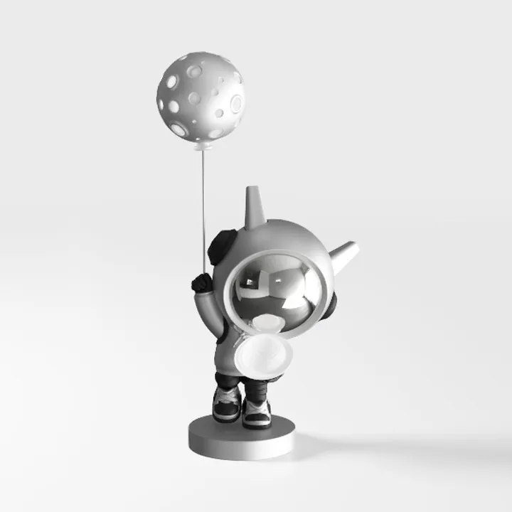 Minimalist Silver Astronaut Desktop Decor Figurine 3D Model