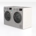 White Modern Washer and Dryer Set 3D Model Left 45 Degree View