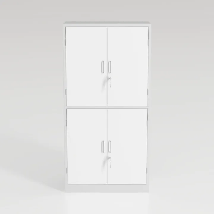 Minimalist White Metal Double Tier Storage Cabinet 3D Model