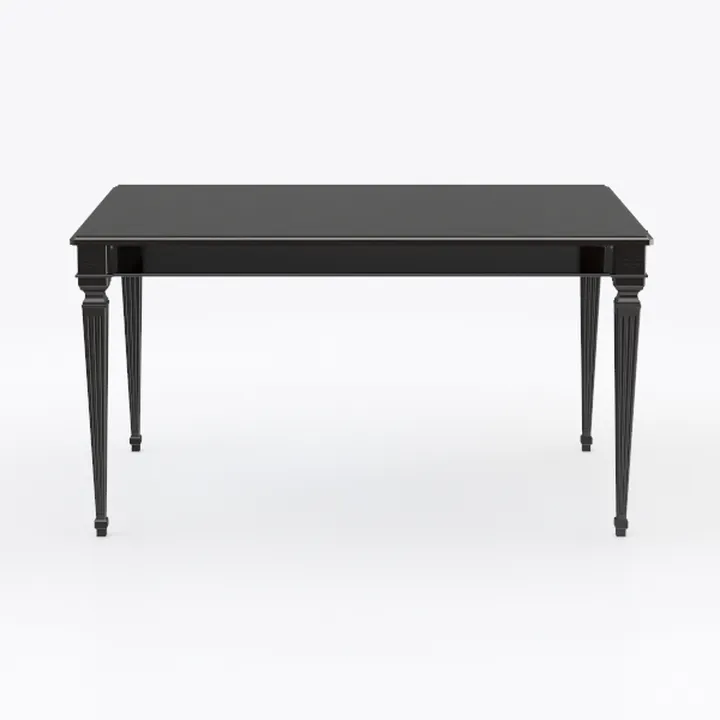 Classic Black Solid Wood Rectangular Dining Table 3D Model