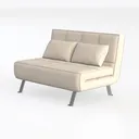 Minimalist Fabric Tufted Double Chaise Lounge Sofa 3D Model Left 45 Degree View