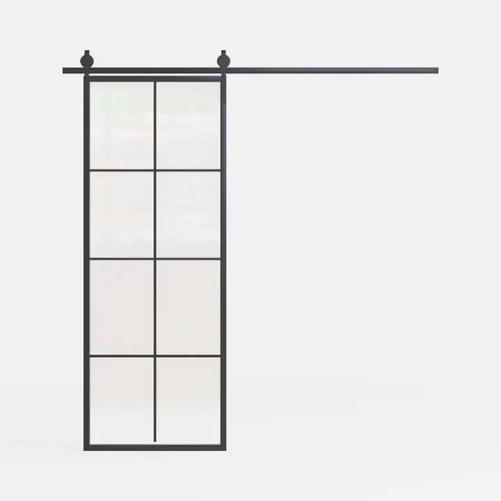 BARNSMITH 36in x 96in Frosted Glass Barn Door and