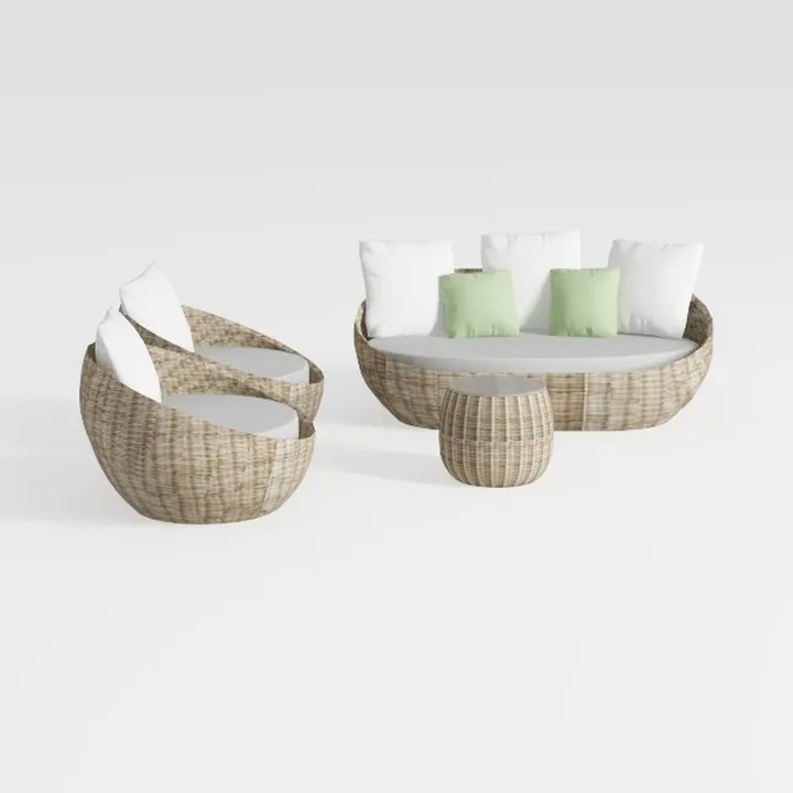 6PCS Patio Furniture, Rattan Wicker Conversation S