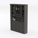 Modern Dark Gray Solid Wood Wine Display Cabinet With Storage 3D Model Left 45 Degree View