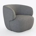 Minimalist Modern Grey Fabric Upholstered Accent Armchair 3D Model Right 45 Degree View