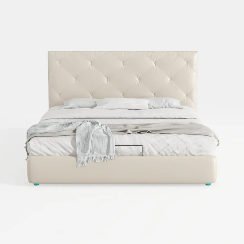 TREATLIFE HOME Tufted Upholstered Platform Bed wit