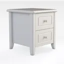 Minimalist White Solid Wood Two Drawer Nightstand 3D Model Right 45 Degree View
