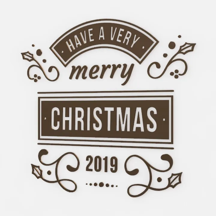 Vintage Christmas 2019 Wall Decor Sign 3D Model
