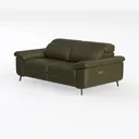 Modern Olive Leather 2 Seater Reclining Sofa 3D Model Left 45 Degree View