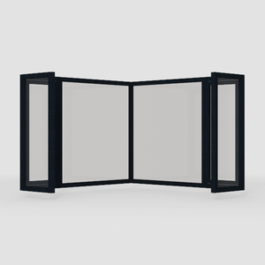 Modern Black Metal Glass Folding Room Divider 3D Model