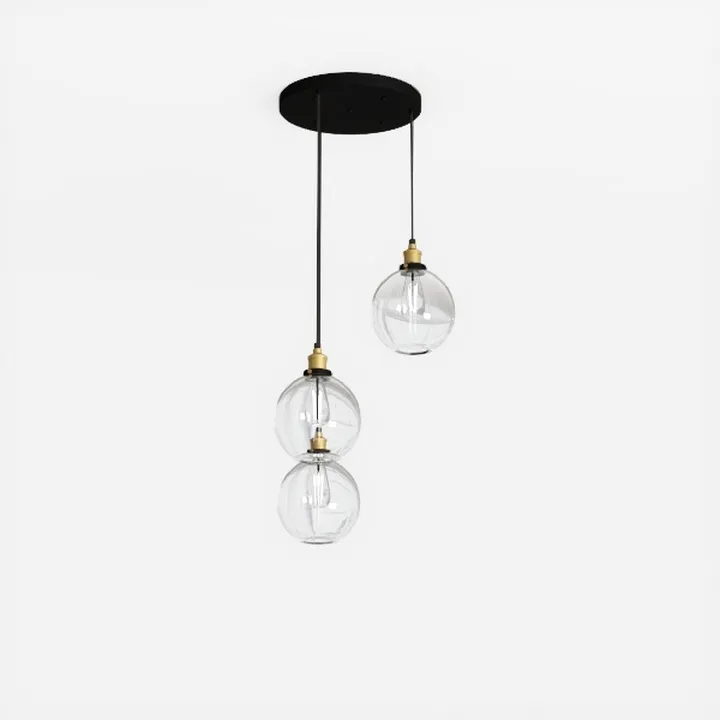 Modern Glass Brass Black Metal Pendant Lamp 3D Model