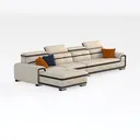 Modern Leather L-shaped Sectional Sofa With Accent Pillows 3D Model Right 45 Degree View