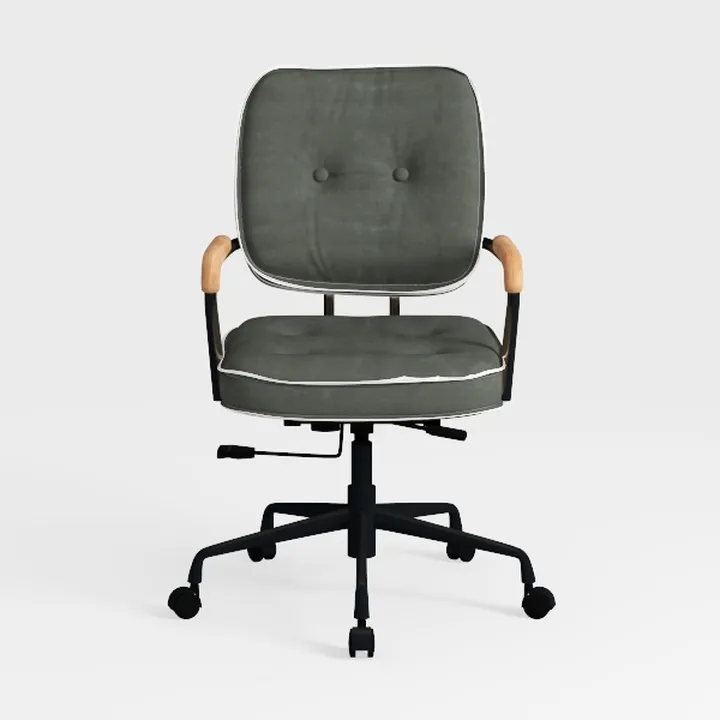 Modern Fabric Wood Metal Office Chair Tufted Upholstered 3D Model