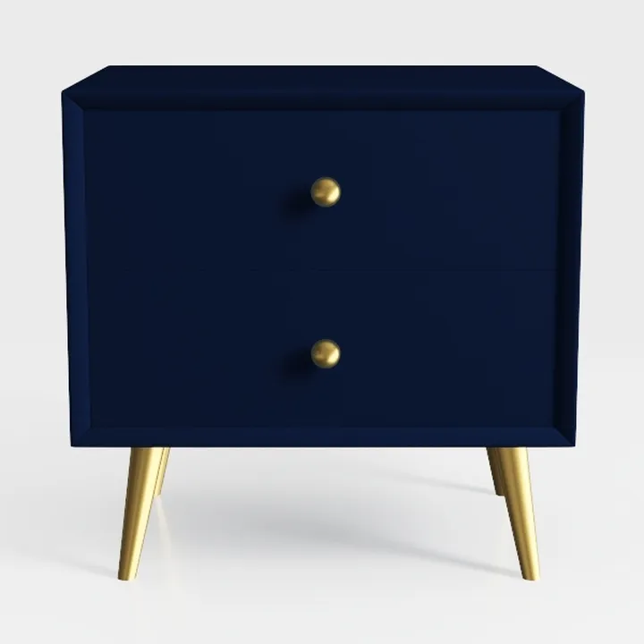 Linon Lennon Modern Navy Two Drawer Nightstand