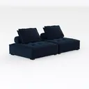 Modern Navy Velvet Tufted Modular Armless Sofa 3D Model Right 45 Degree View