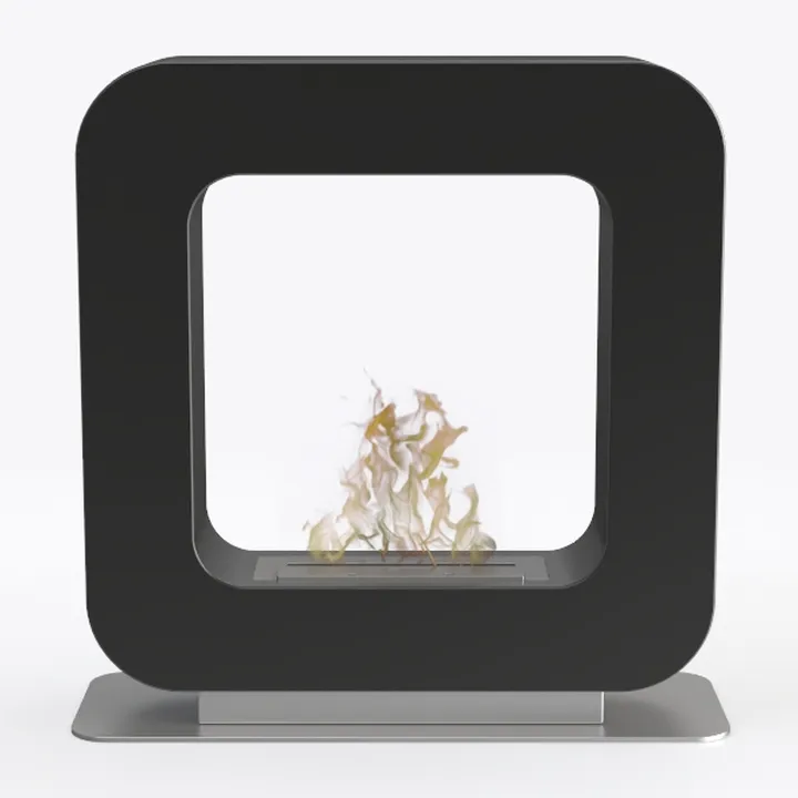 Modern Minimalist Black Metal Freestanding Bio Ethanol Fireplace 3D Model