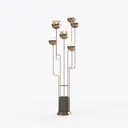 Modern Brass Glass Floor Lamp With Dark Gray Concrete Base 3D Model Right 45 Degree View