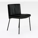 Modern Minimalist Black Leather Metal Dining Chair 3D Model Right 45 Degree View