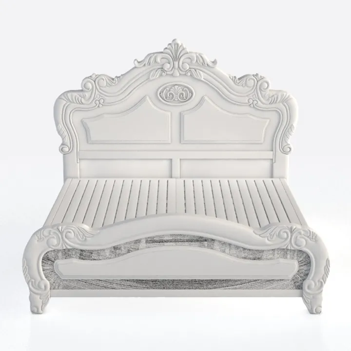 Benjara Ally California King Bed, Decorative Carve