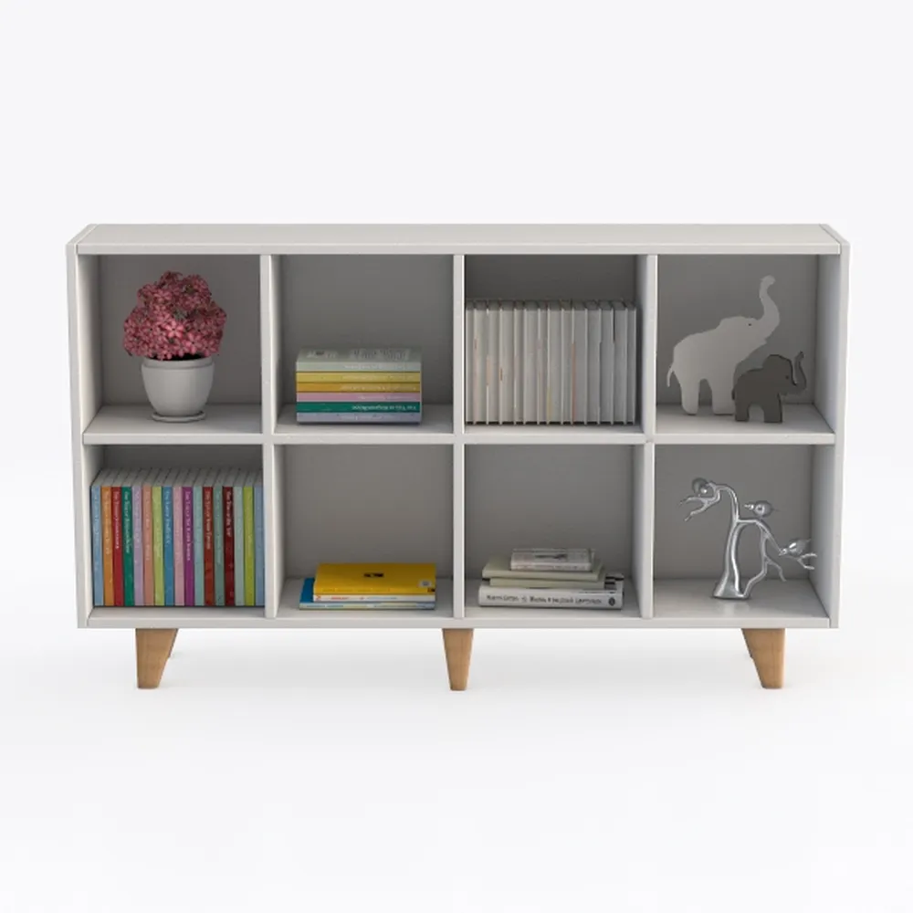 Tangkula 6 Cube Low Bookshelf, 2-Tier Short Wood