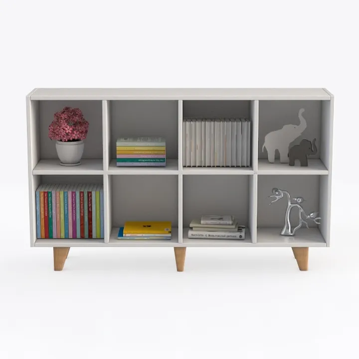 Tangkula 6 Cube Low Bookshelf, 2-Tier Short Wood