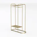 Modern Gold Metal Clothing Rack With Storage Shelf 3D Model Left 45 Degree View