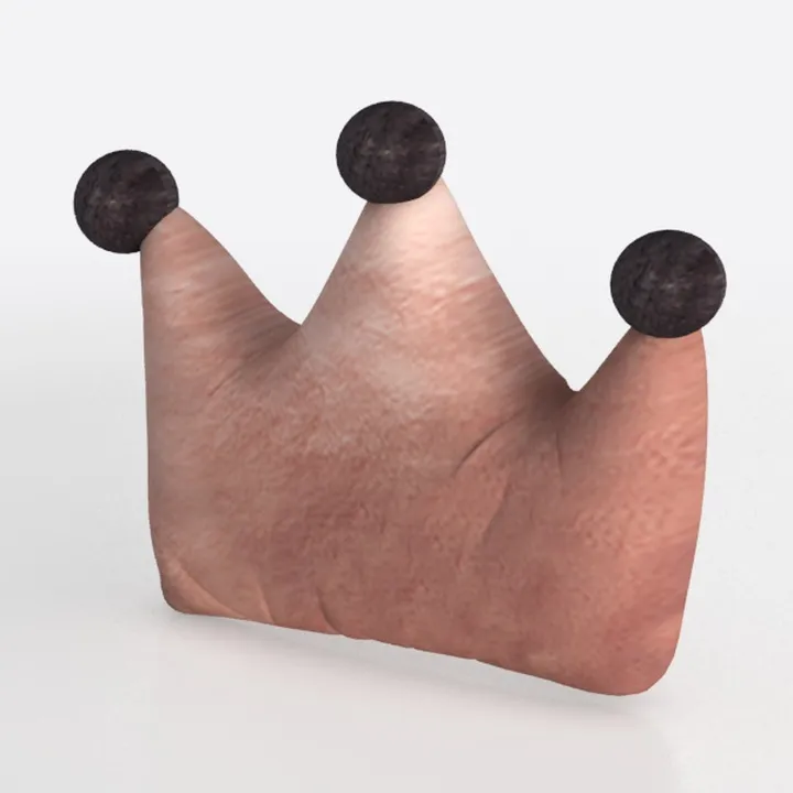 Fabric Cute Crown Shaped Decorative Pillow 3D Model