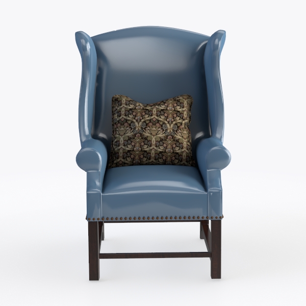 Johannes Navy Genuine Leather Armchair with Nailhe